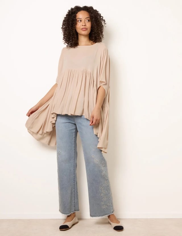 Blue Vanilla Gathered Oversized Top - 2