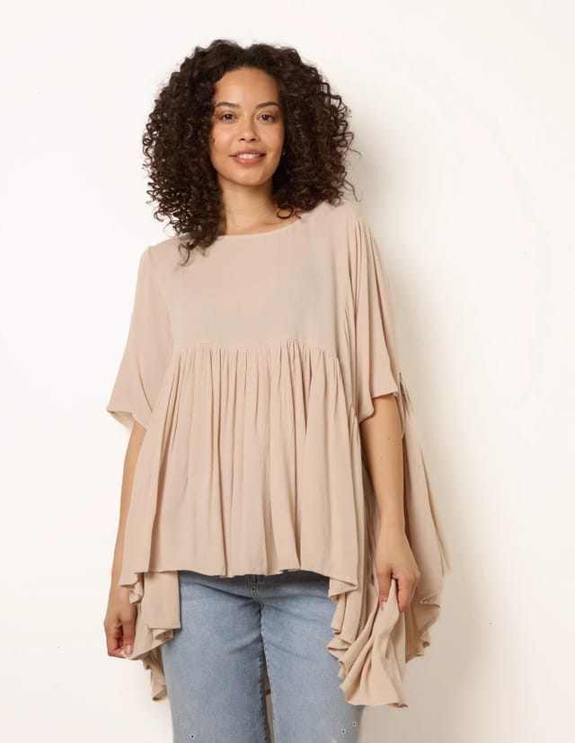 Blue Vanilla Gathered Oversized Top - 3