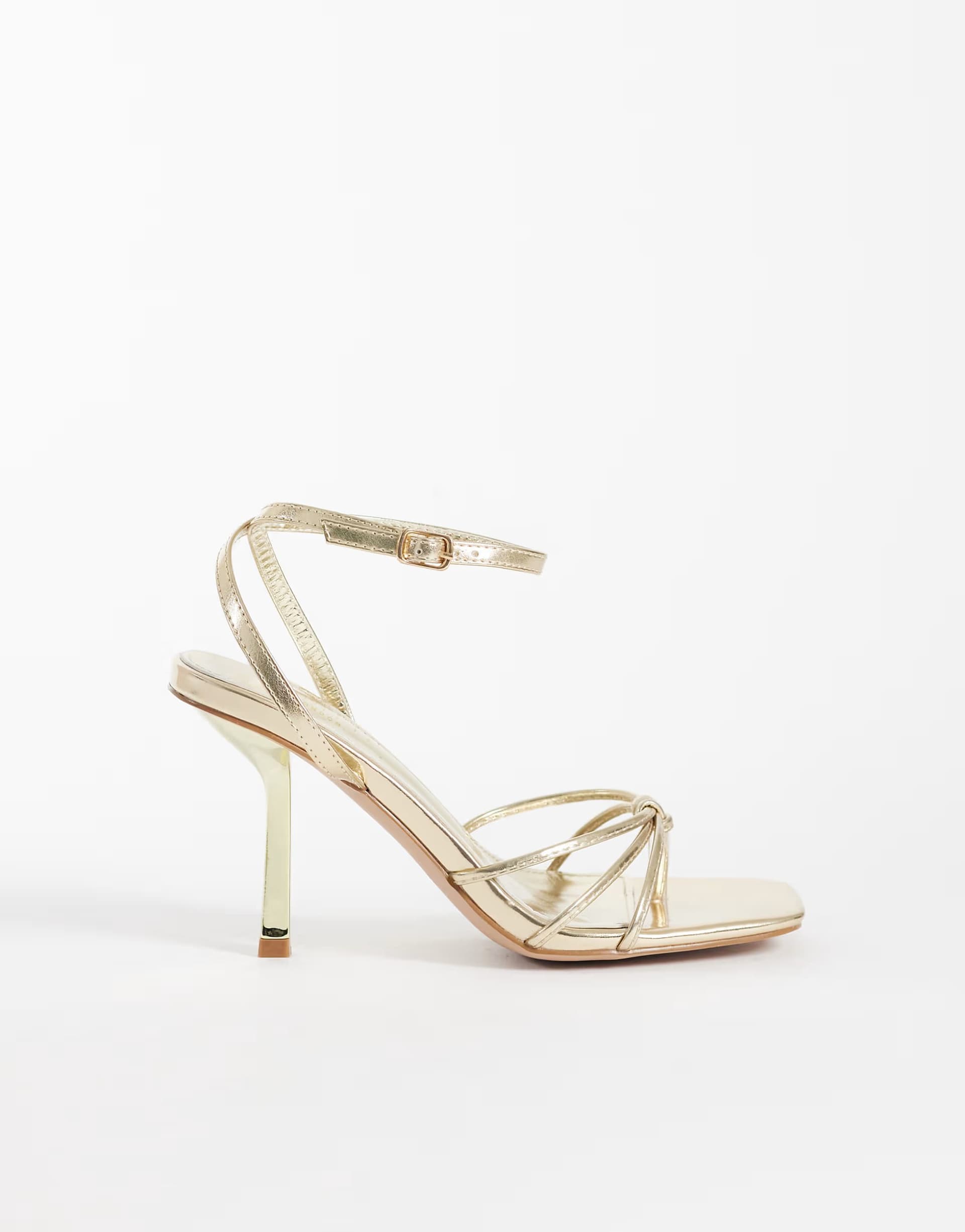 ASOS Simmi London Sabrina Wide Fit strappy heeled sandals in gold metallic