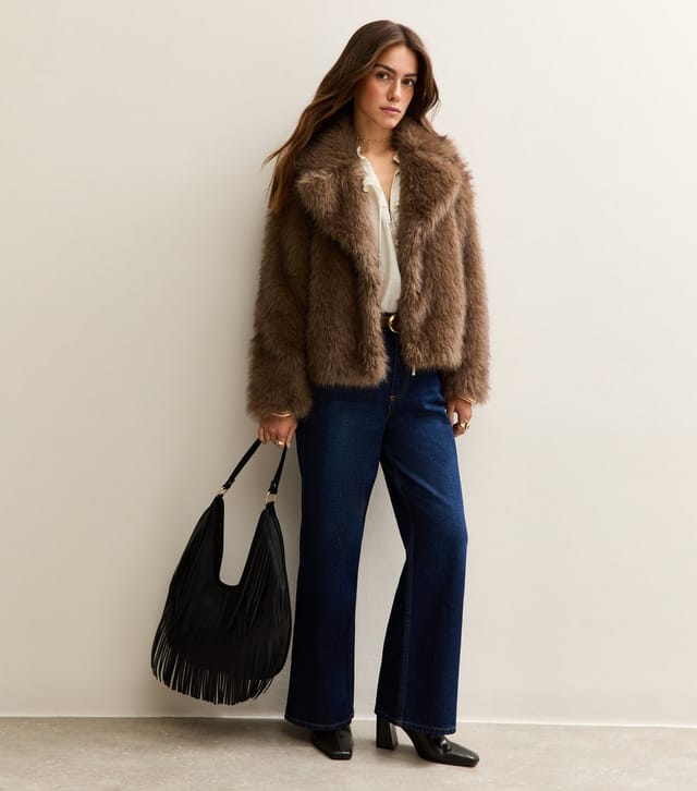 New Look Women's Petite Brown Faux Fur Jacket New Look - 3