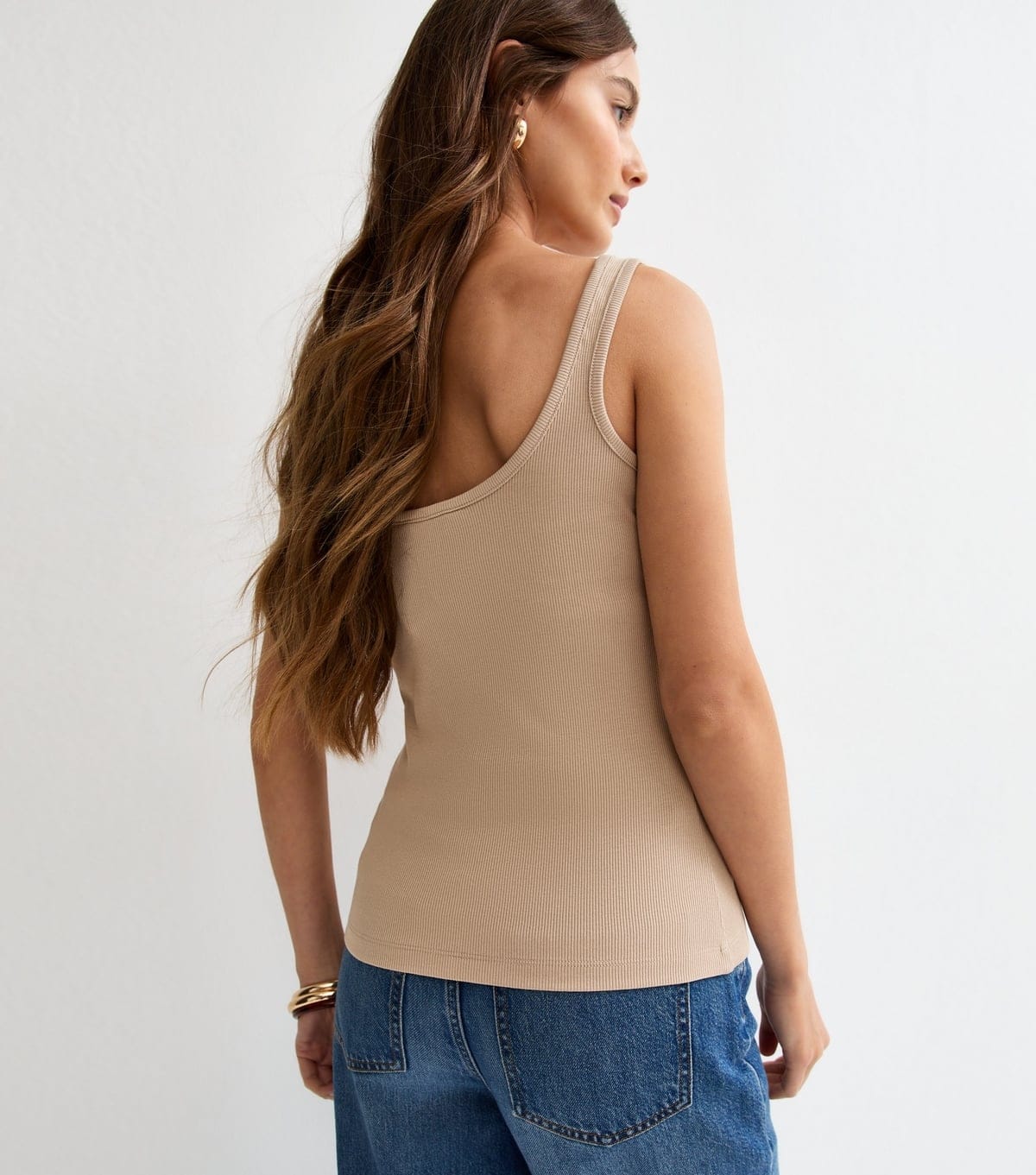 New Look Women's Mink Ribbed Button Up Tank Top New Look - 4