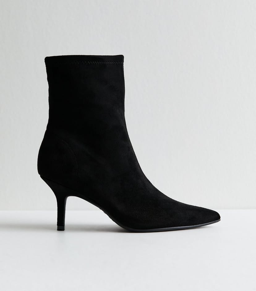 New Look Women's Black Faux Suede Pointed Toe Ankle Boots New Look - 1