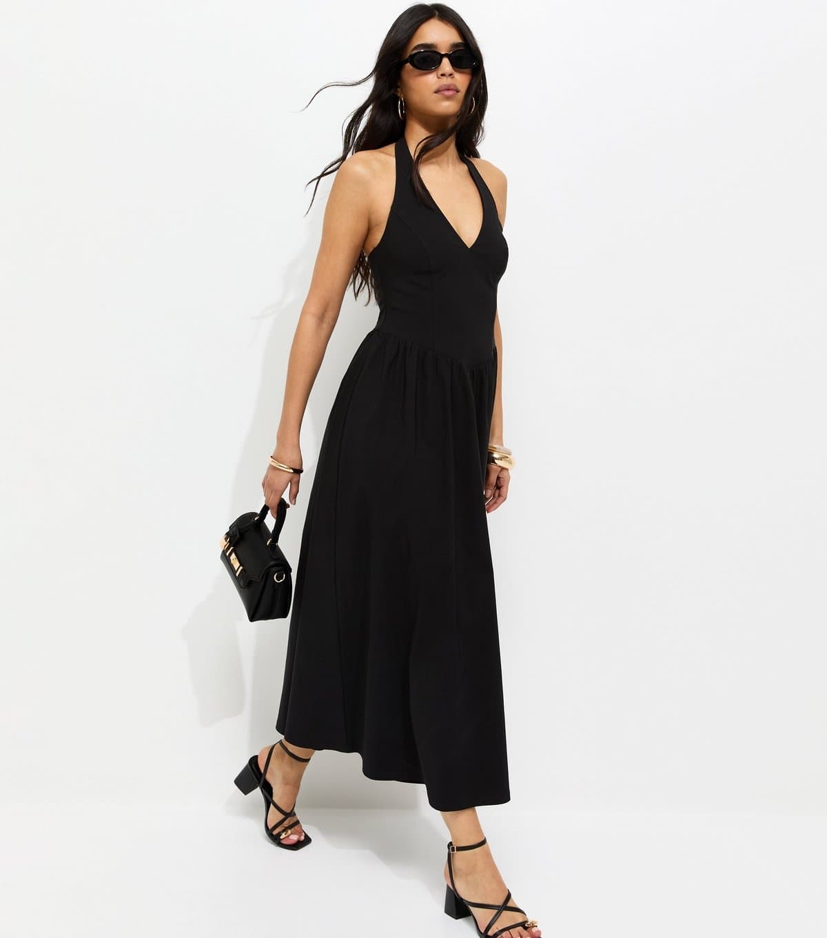 New Look Women's Black Halterneck Midi Dress New Look
