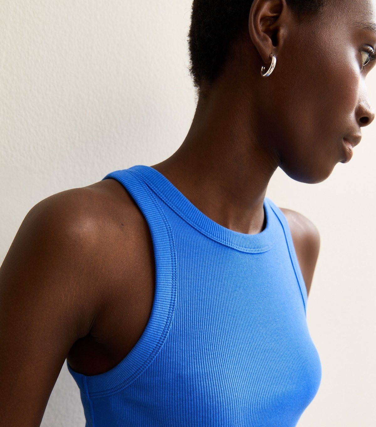 New Look Women's Tall Blue Ribbed Racerback Vest New Look - 2