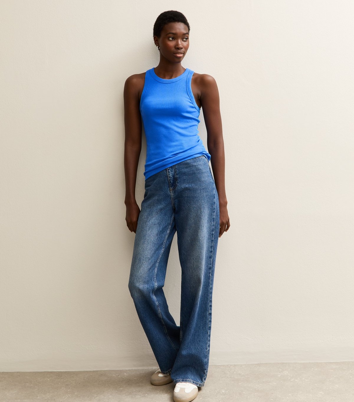 New Look Women's Tall Blue Ribbed Racerback Vest New Look - 3