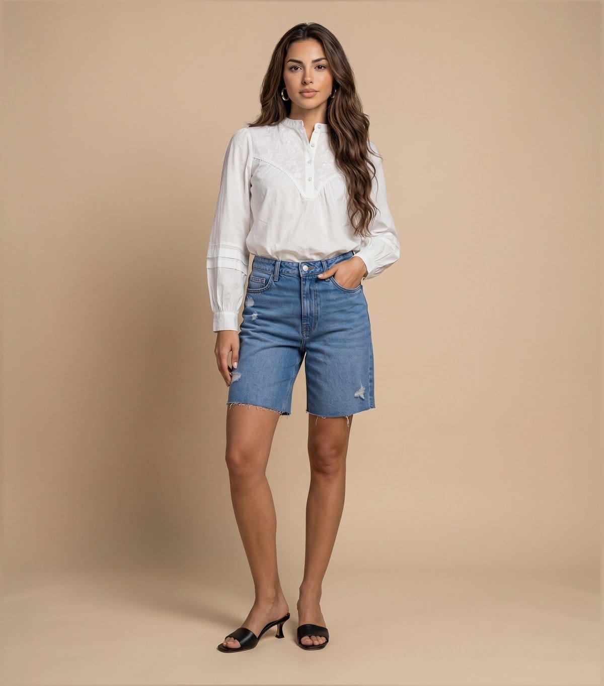 Urban Bliss Women's Cotton Cream Floral Embroidered Shirt Urban Bliss New Look - 1