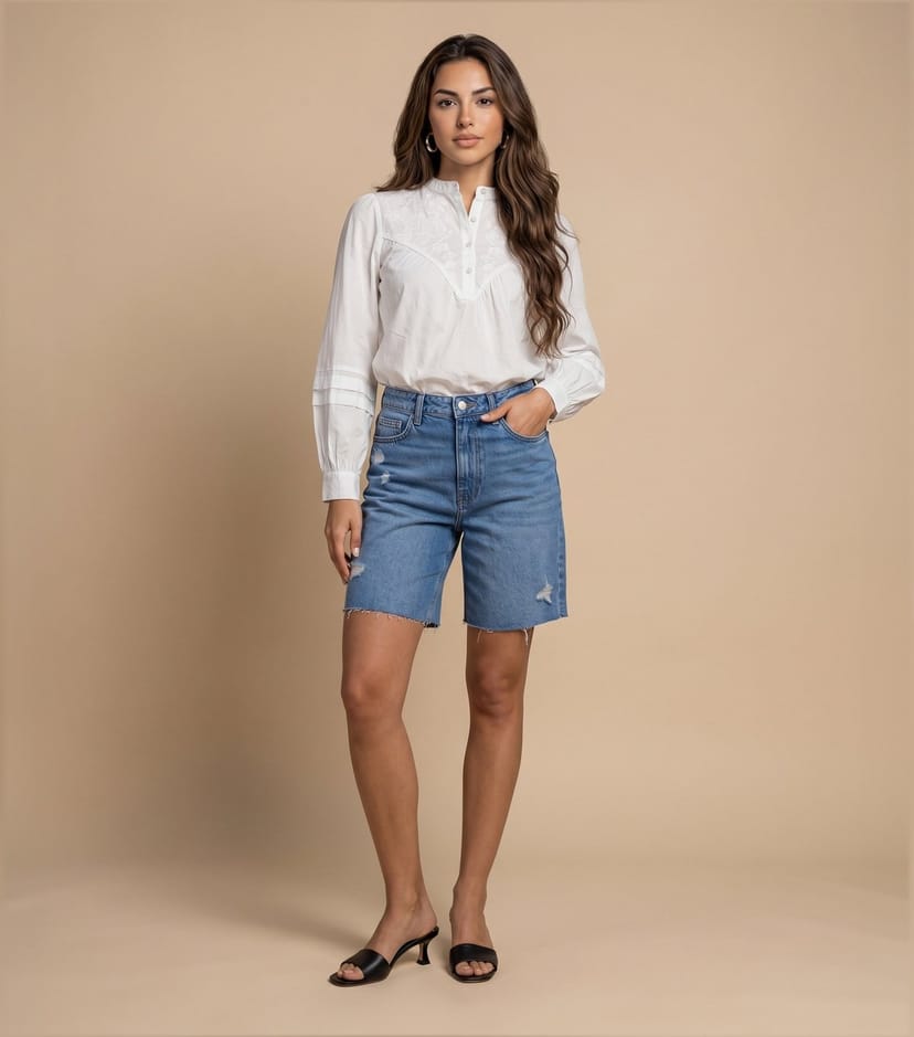 Urban Bliss Women's Cotton Cream Floral Embroidered Shirt Urban Bliss New Look - 1