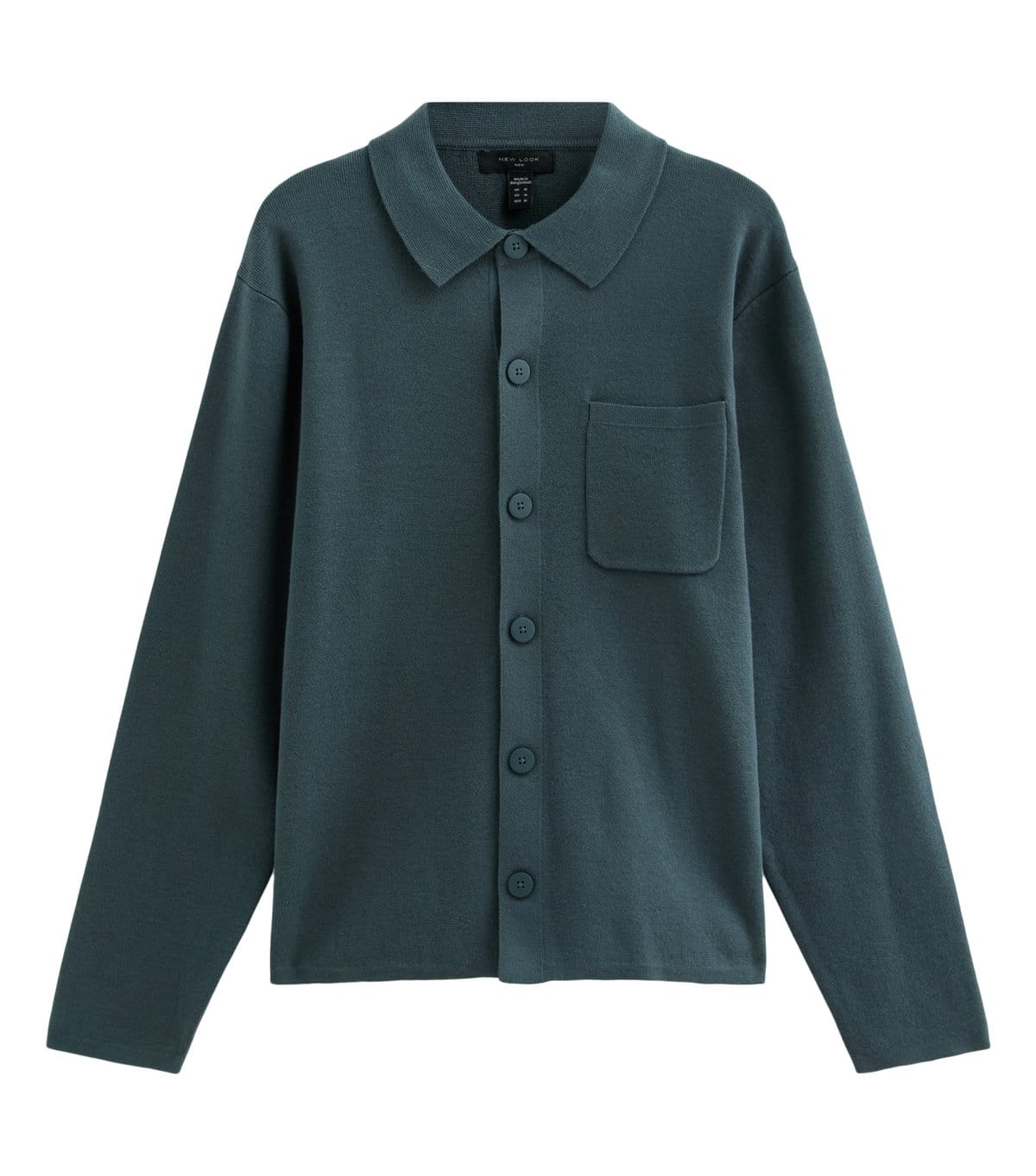 Men's Grey Cotton Rich Regular Fit Long Sleeve Knitted Shacket New Look