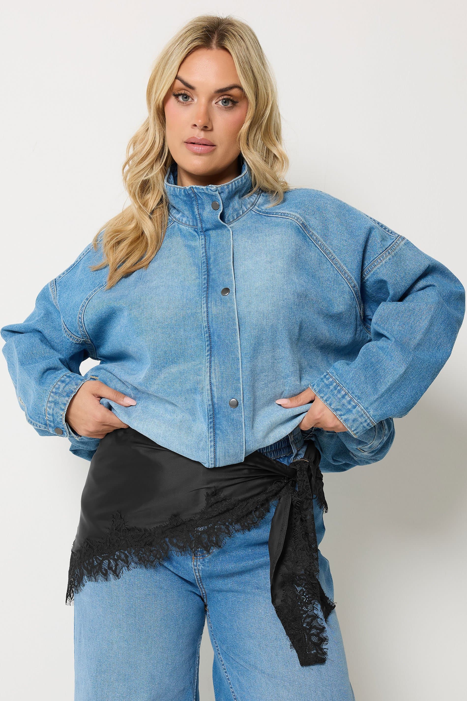 Yours Plus Size Black Lace Satin Scarf