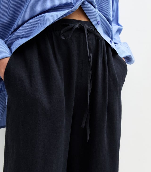 New Look Women's Navy Linen Blend Cropped Trousers New Look - 3