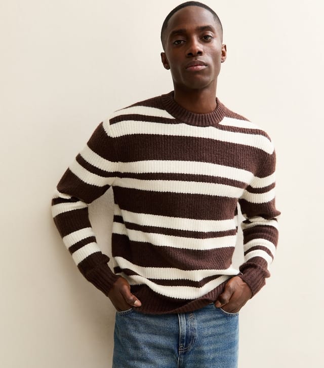 jack & jones Men's Dark Brown Regular Striped Jumper Jack & Jones New Look - 2