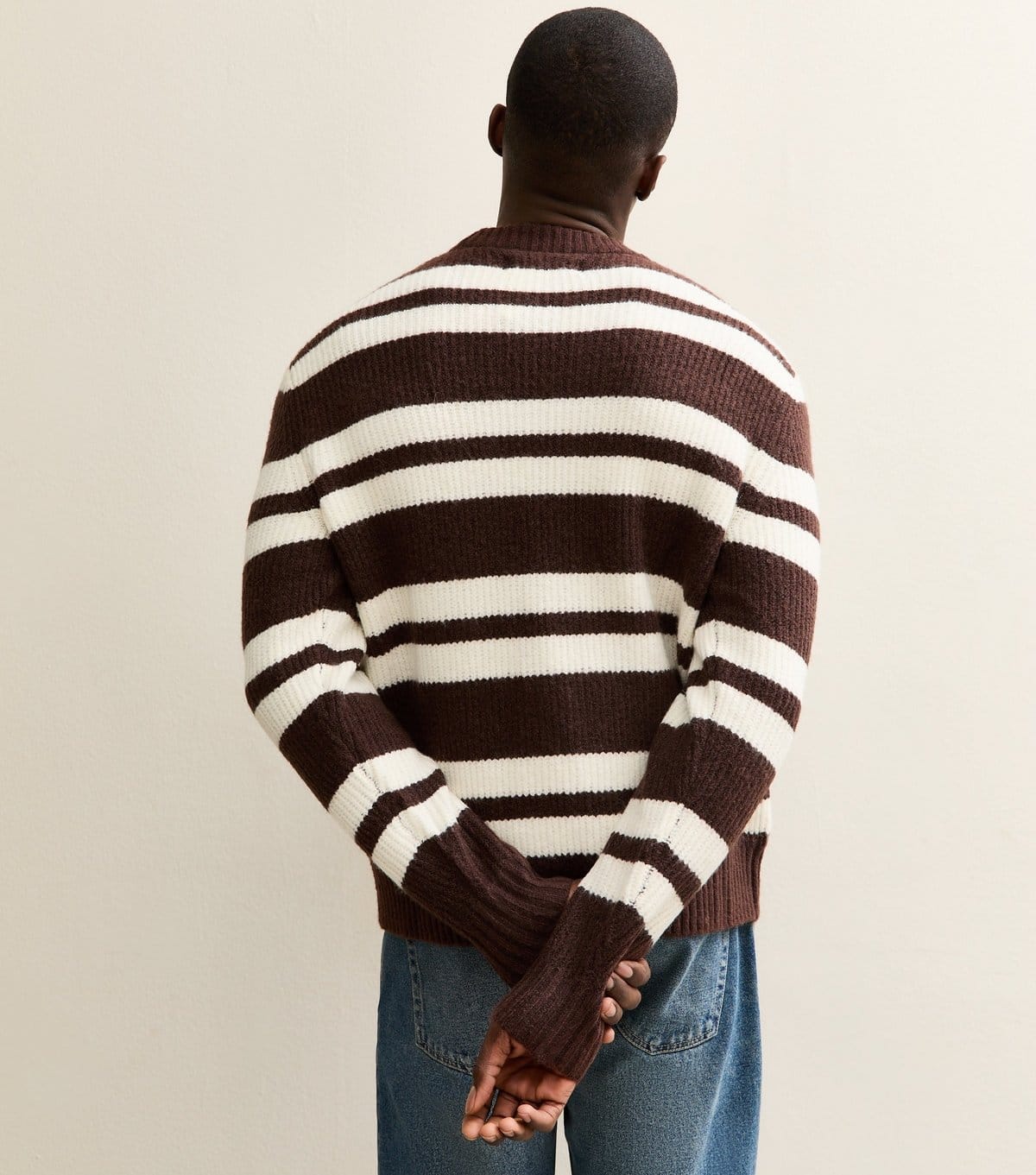 jack & jones Men's Dark Brown Regular Striped Jumper Jack & Jones New Look - 4