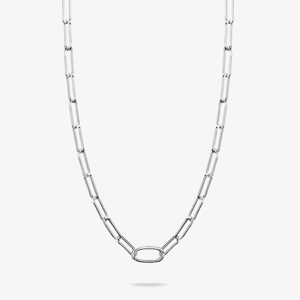 Thomas Sabo THOMAS SABO Women's Charm Club Connect Silver 50cm Paperclip Oval Link Necklace C1207-001-21-L50