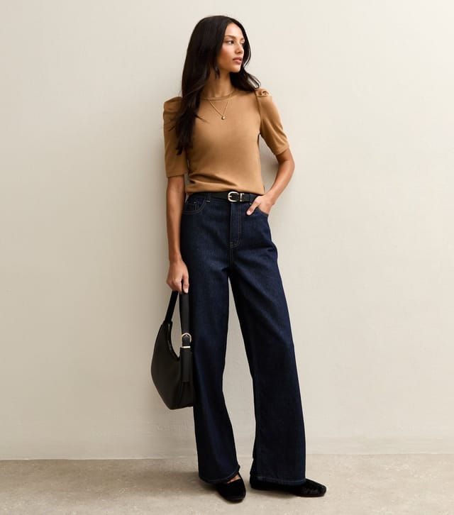 New Look Women's Camel Puff Sleeve Soft Touch T-Shirt New Look - 3