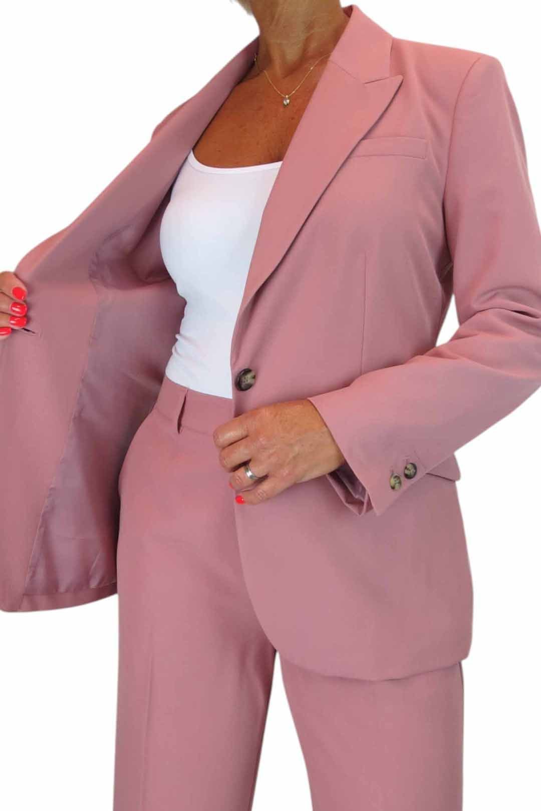 Paulo Due Paulo Due Women's 2 Piece Tailored Trouser Suit in Dusty Pink - 4