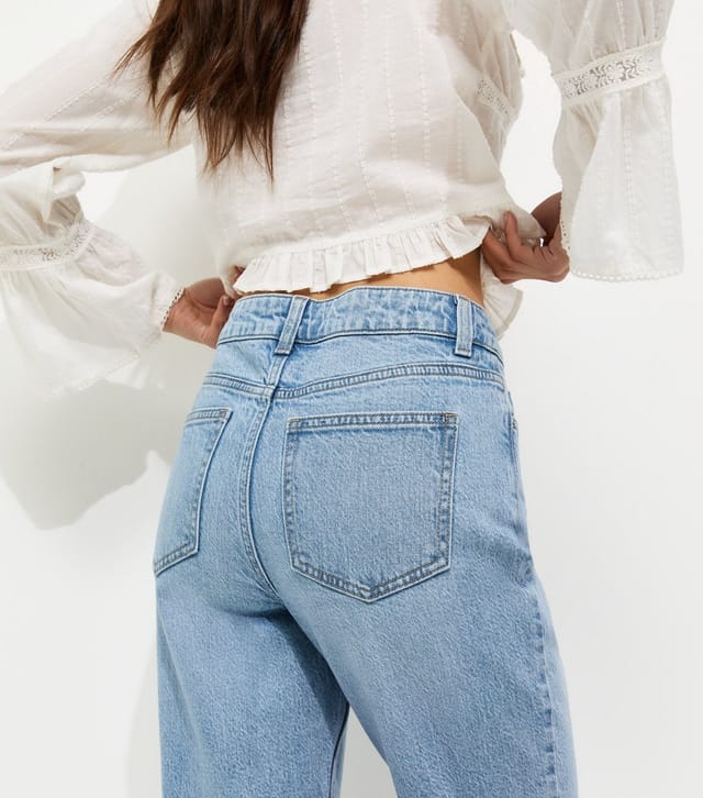 New Look Women's Blue Ripped Textured Mom Tori Jeans New Look - 2