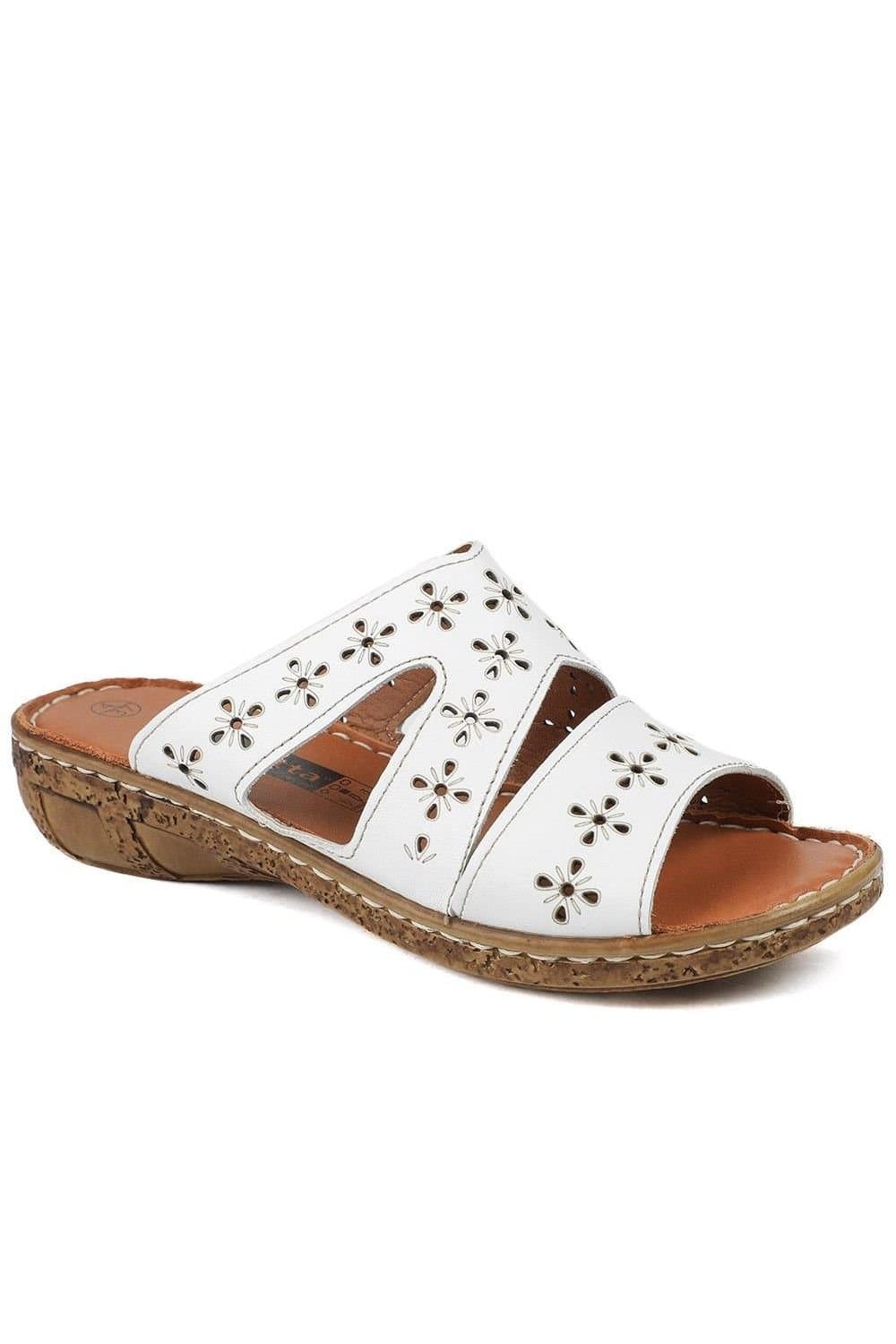 Pavers Pavers Women's Cushioned Leather Mule Sandals in White