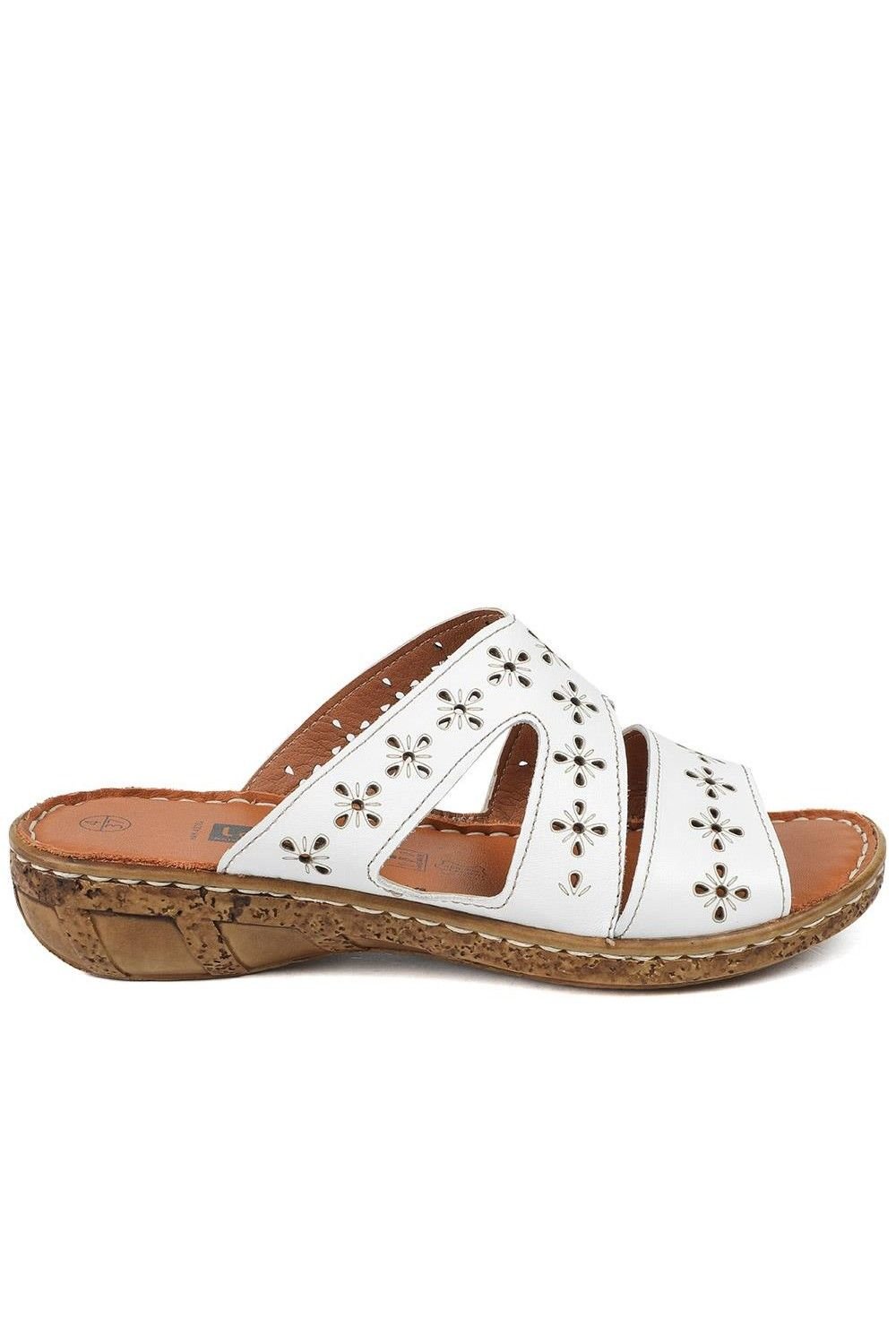 Pavers Pavers Women's Cushioned Leather Mule Sandals in White - 2