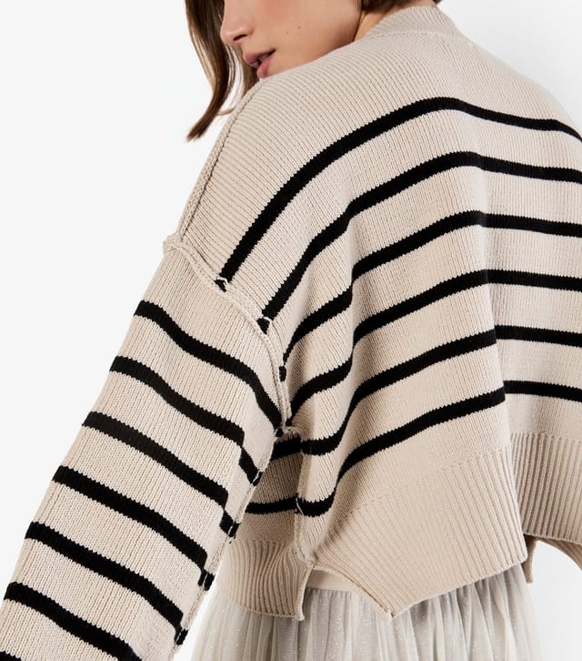 Apricot Women's Stone Striped Slit Hem Jumper Apricot New Look - 2