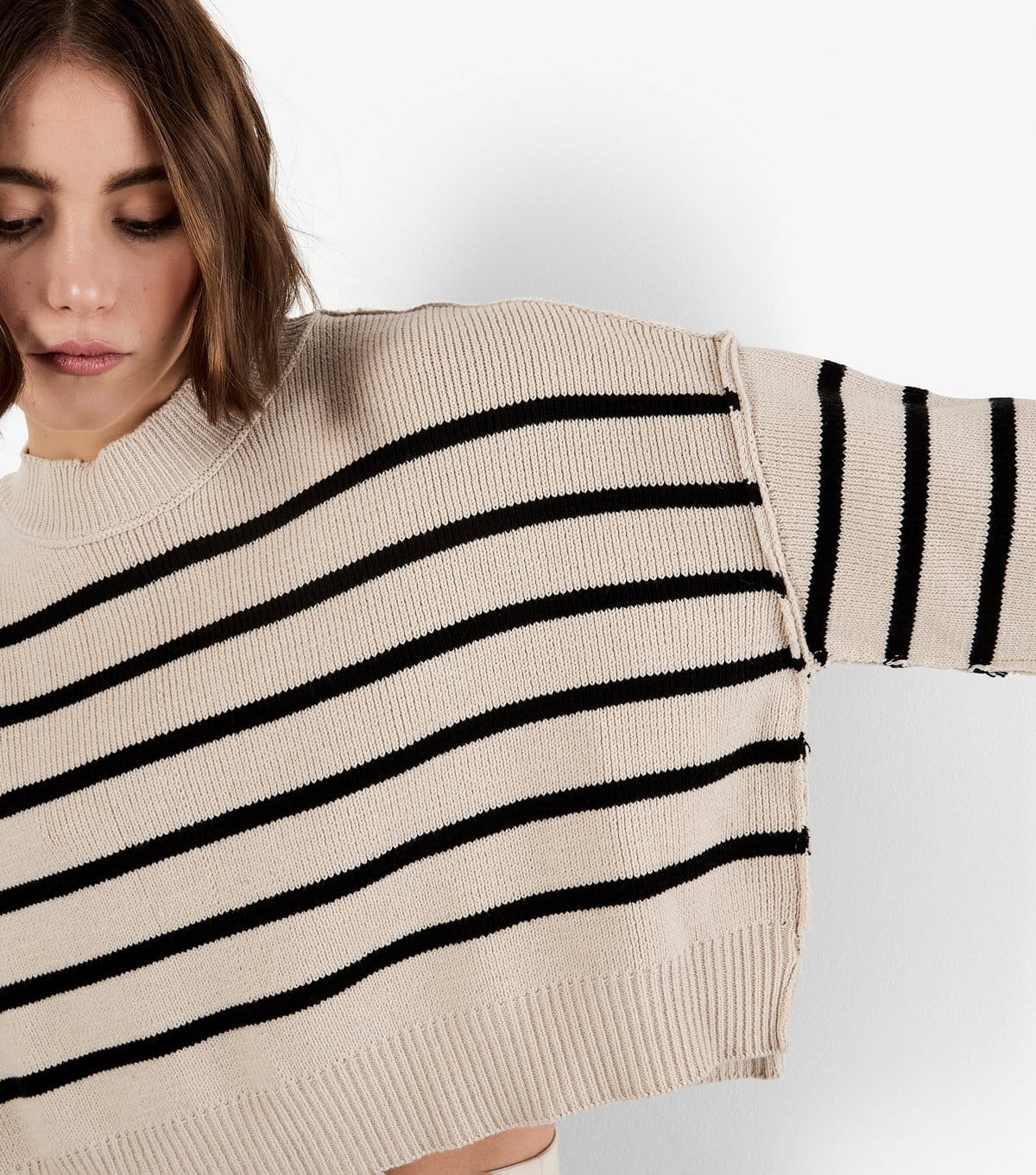 Apricot Women's Stone Striped Slit Hem Jumper Apricot New Look - 4