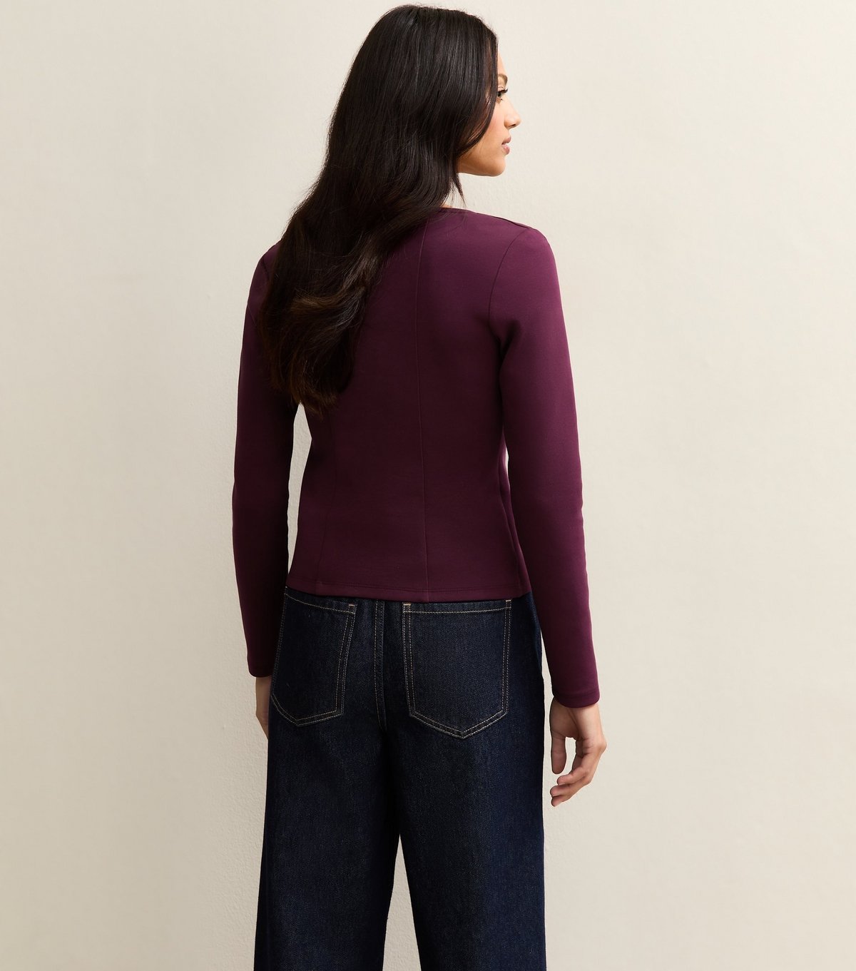 New Look Women's Dark Burgundy Jersey Buttoned Square Neck Top New Look - 4