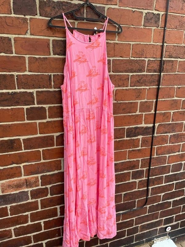 Never Fully Dressed Size 18 Pink and Orange Limoncello Halter Neck Style Maxi Long Dress