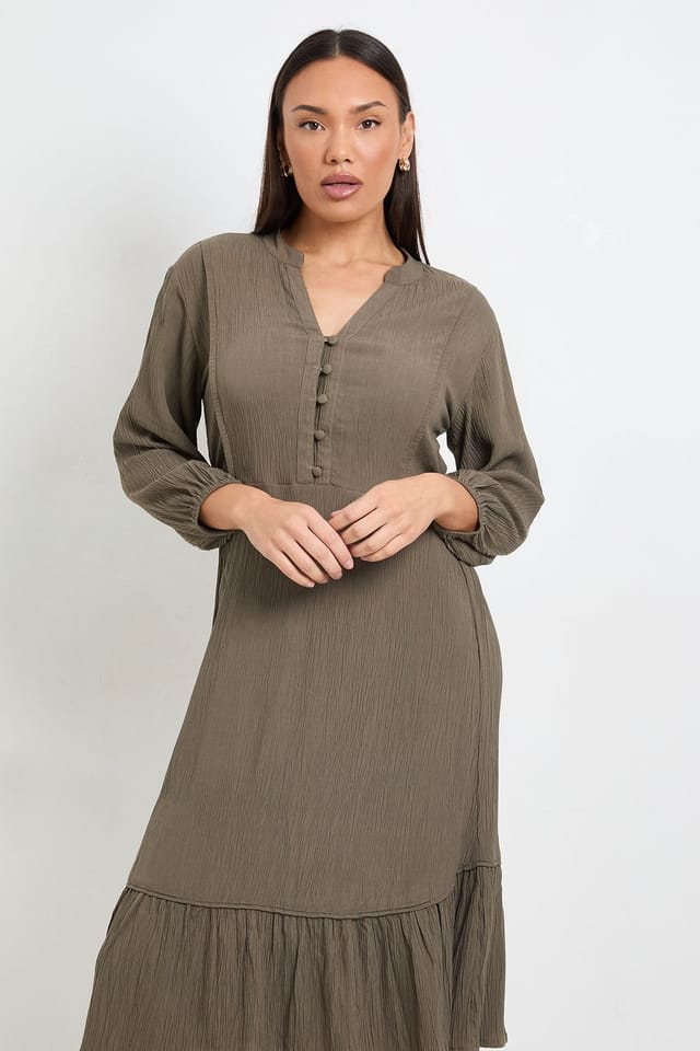 Wallis Wallis Women's Summer Cheesecloth Midi Dress in Khaki - 2