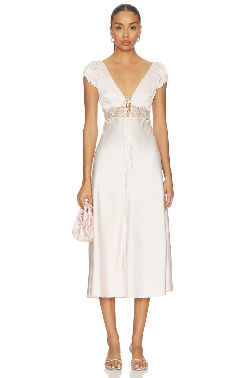 revolve Revolve Light Pink Satin Midi Dress