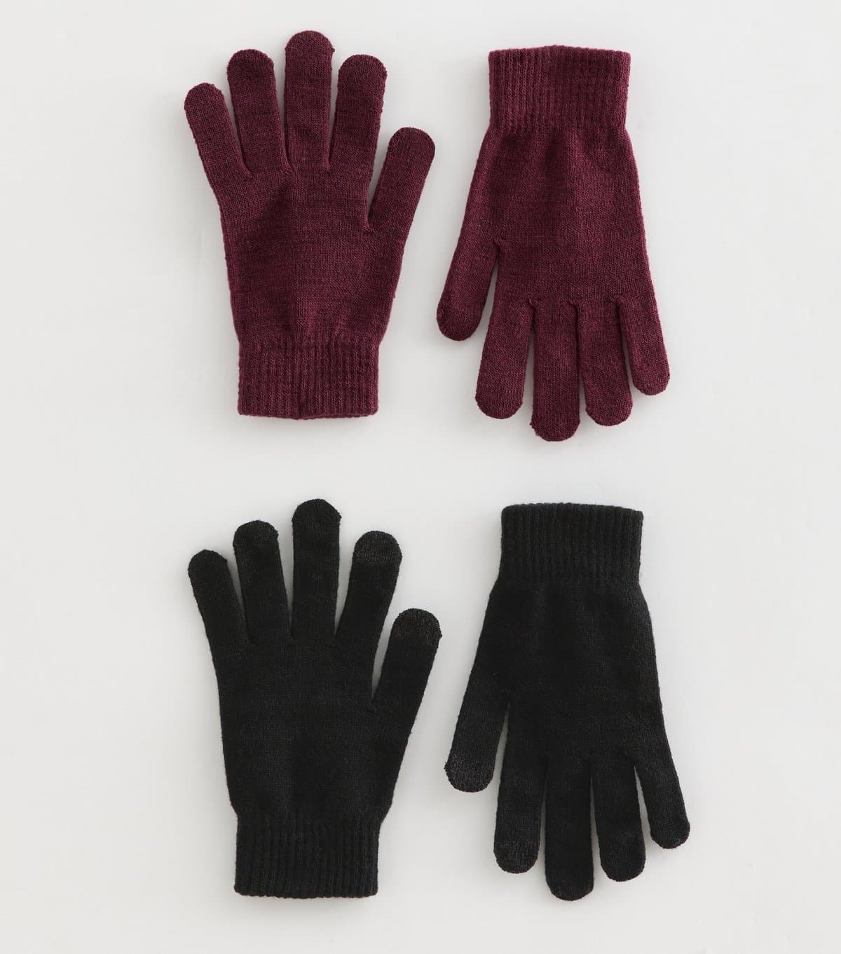 New Look Dark Burgundy and Black Pack of 2 Magic Gloves New Look