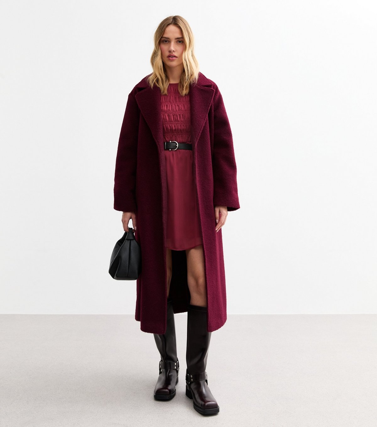 New Look Women's Burgundy Shirred Chiffon Mini Dress New Look - 3