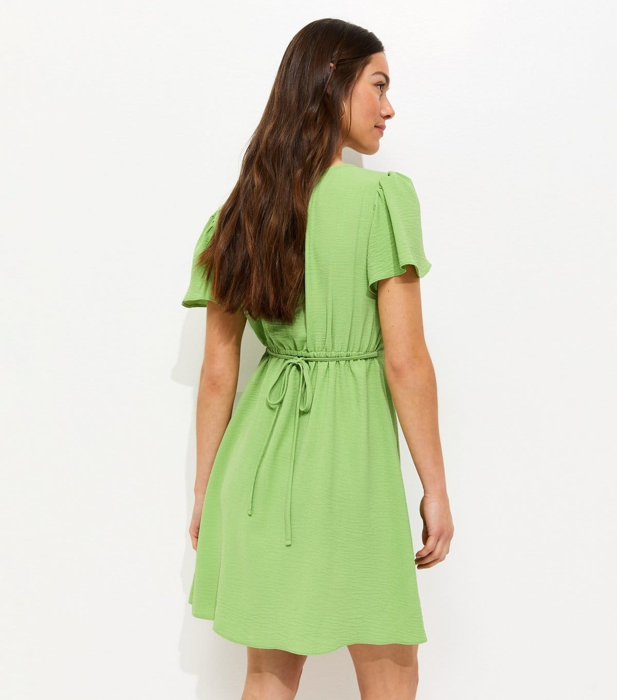 New Look Women's Petite Green Flutter Sleeve Mini Tea Dress New Look - 4