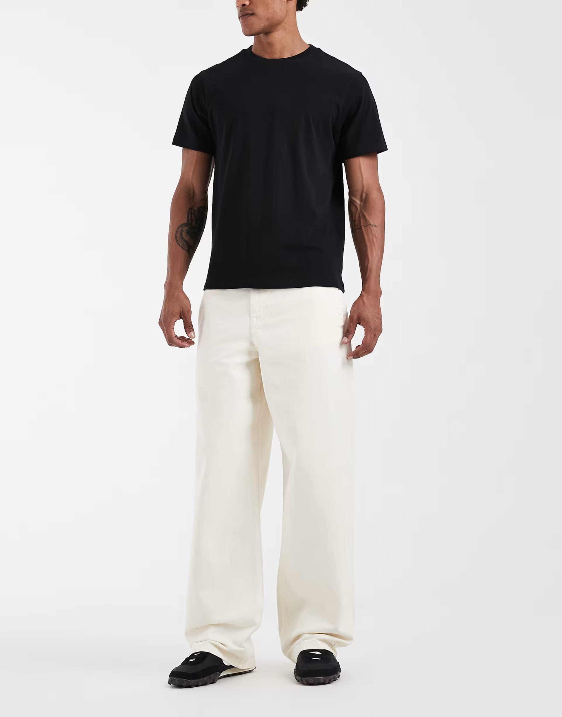 ASOS Baggy Trousers in Ecru with Elasticated Waistband