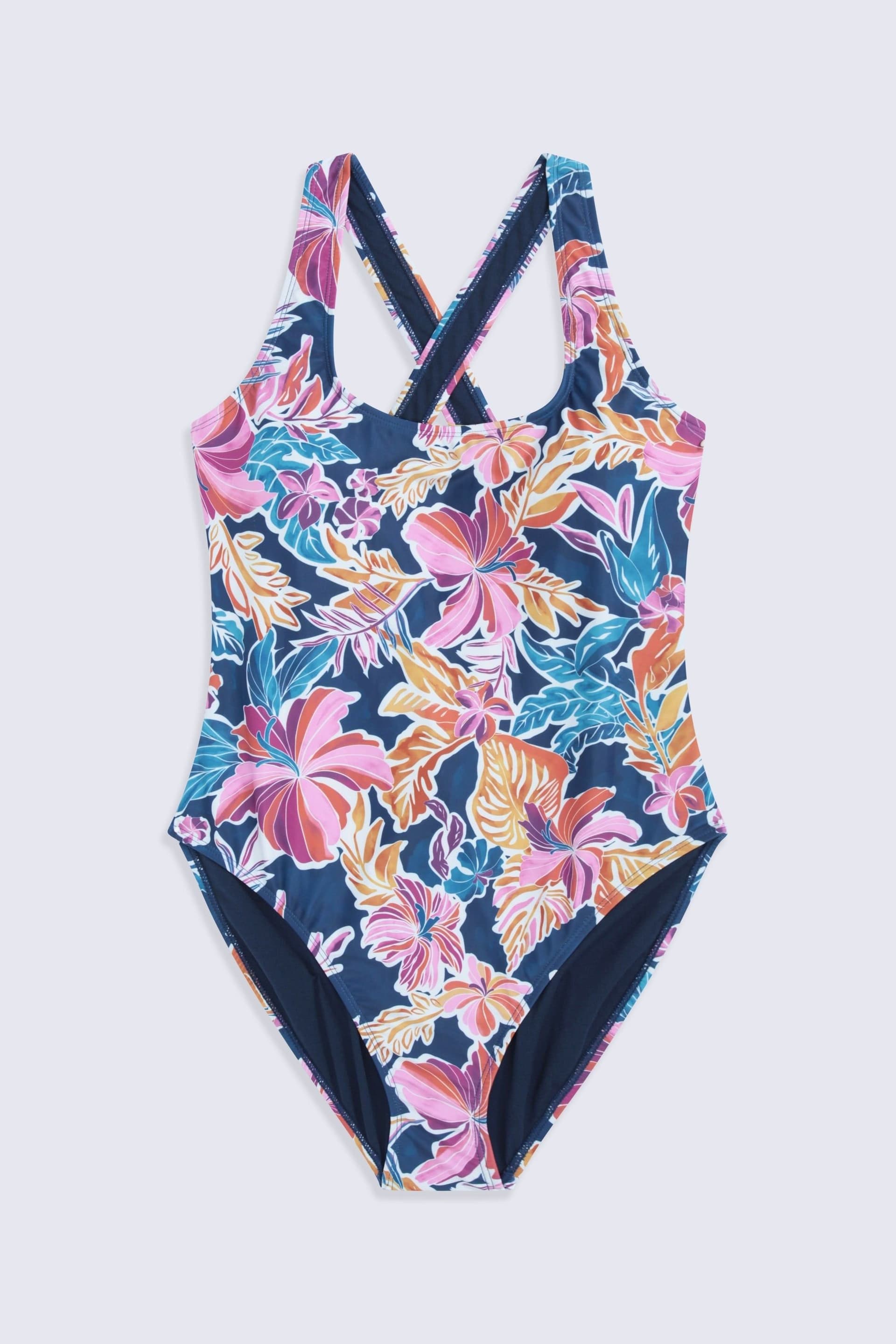 Animal Animal Women's 'Mia' Stylish Cross Back Swimsuit Stretchy Chlorine Resistant Swimwear in Navy