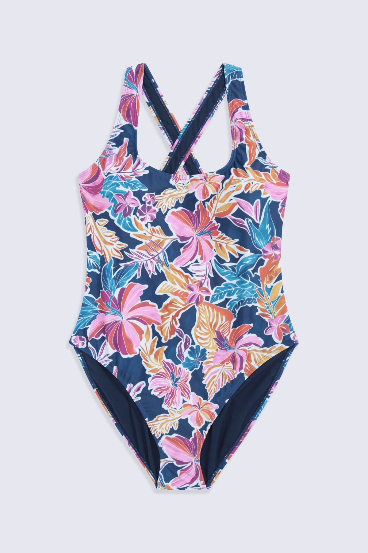 Animal Animal Women's 'Mia' Stylish Cross Back Swimsuit Stretchy Chlorine Resistant Swimwear in Navy - 1