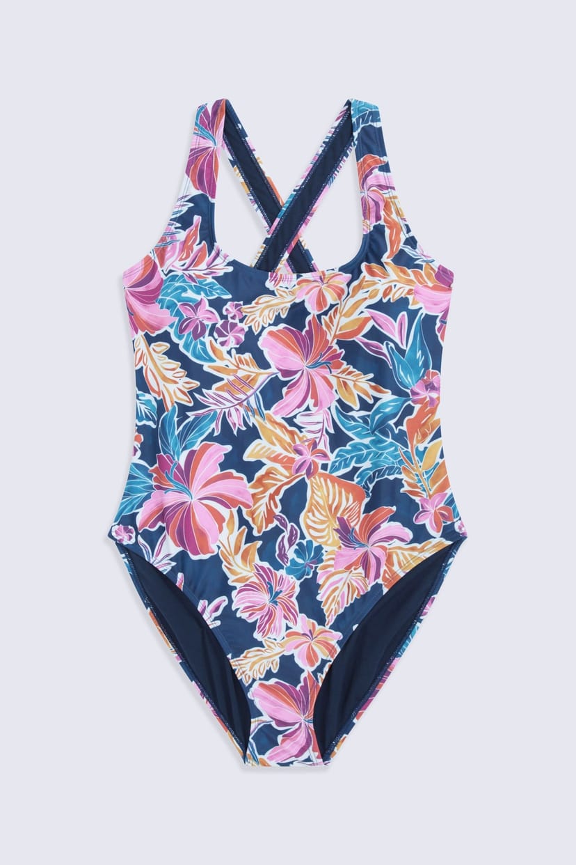 Animal Animal Women's 'Mia' Stylish Cross Back Swimsuit Stretchy Chlorine Resistant Swimwear in Navy - 1