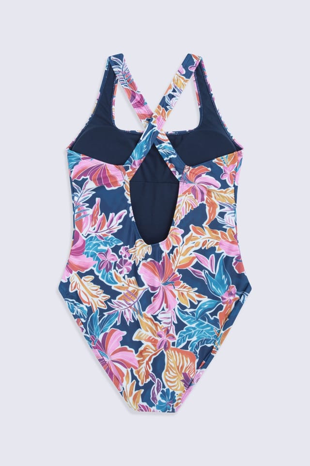 Animal Animal Women's 'Mia' Stylish Cross Back Swimsuit Stretchy Chlorine Resistant Swimwear in Navy - 2