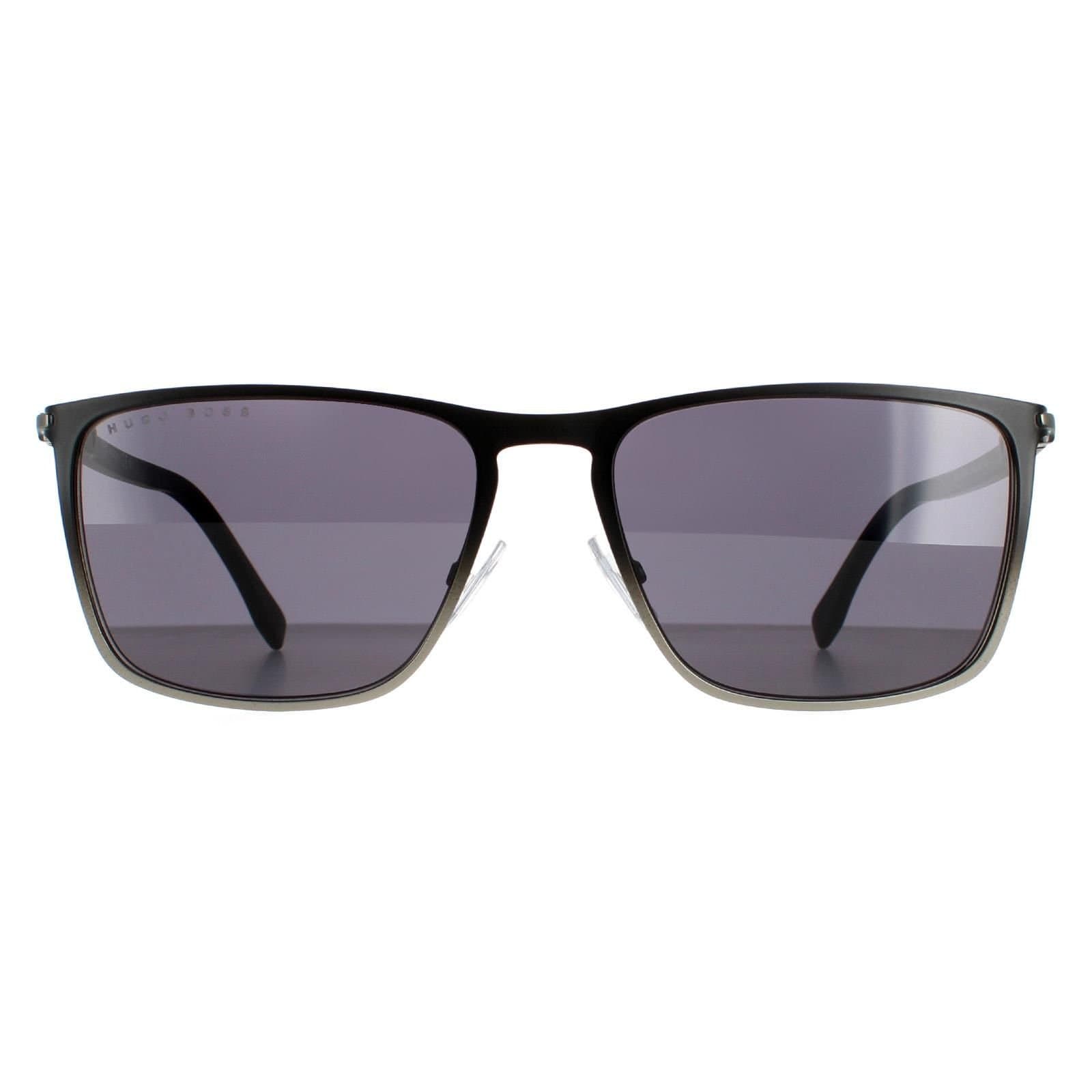 Hugo Boss Hugo Boss Men's Rectangle Black Ruthenium & Dark Grey Grey BOSS 1004/S
