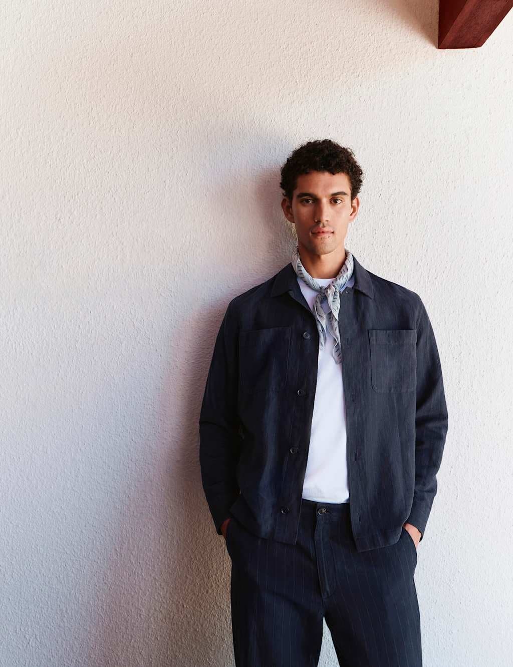 Marks & Spencer M&S Dark Navy Linen-Rich Overshirt