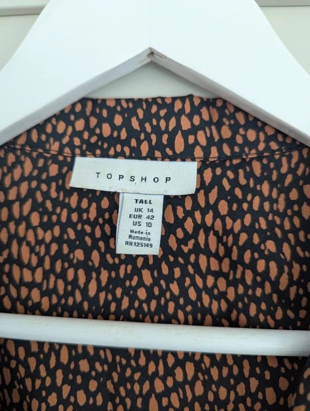 Topshop Topshop TALL Silky Animal Print Blouse UK 14 Long Sleeve Workwear Party
