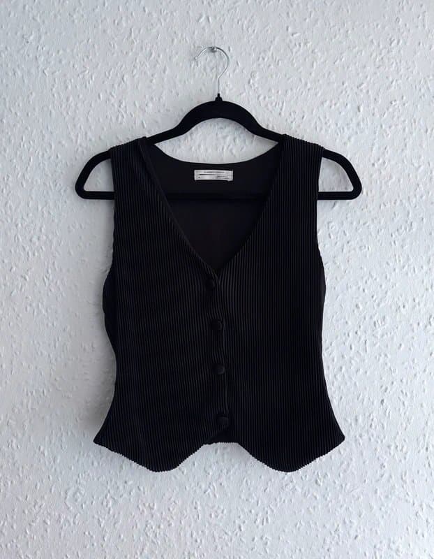 Antropologie Women's Antropologie Black Vest Tank Ribbed Waist Coat- sIze M
