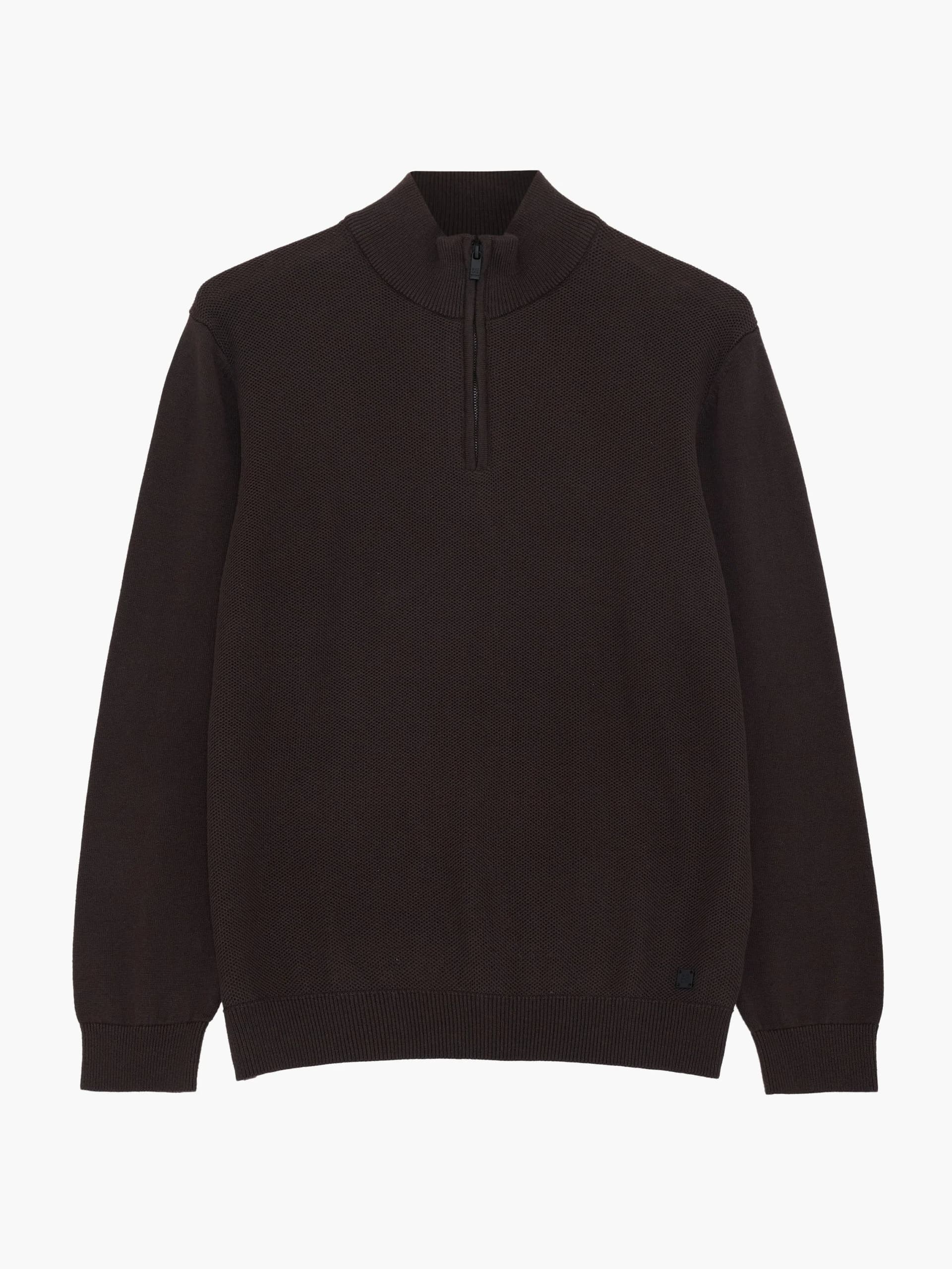 French Connection Dark Brown Half Zip Jumper Chocolate