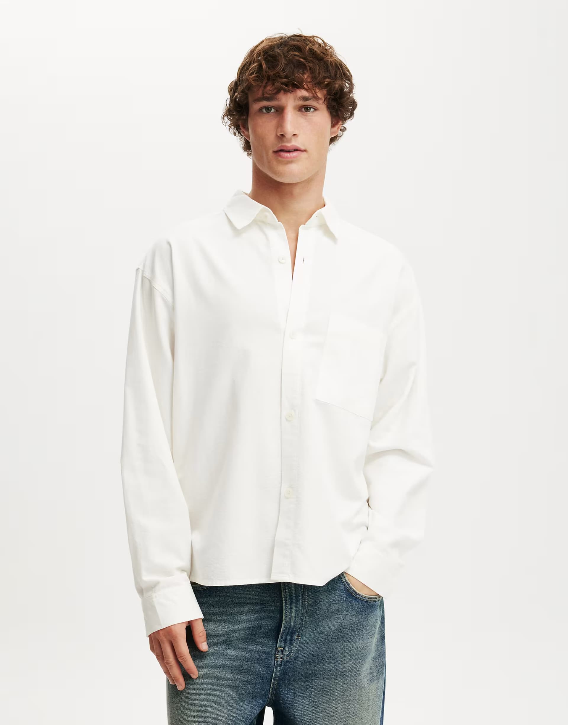ASOS ASOS Cotton On Bedford Long Sleeve Shirt in White