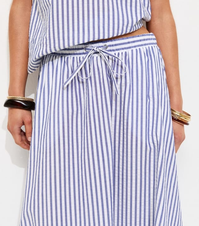 New Look Women's Petite Blue Striped Seersucker Circle Skirt New Look - 2