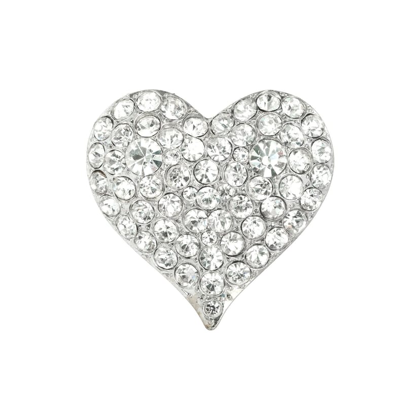 Gold Trip Gold Trip Women's Vintage Jewel Heart Brooch in Silver - 1