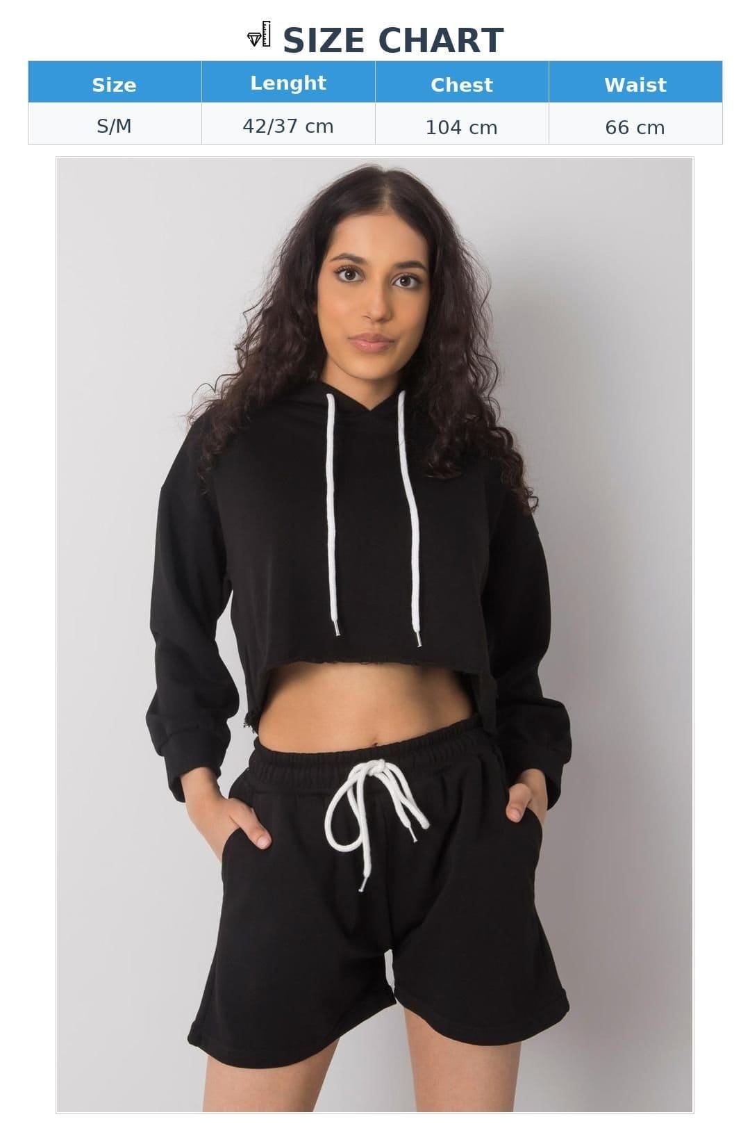 Love Lace Love Lace Women's Hooded Sweatshirt & Elastic Waist Shorts Set in Black - 4