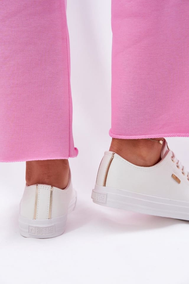 Love Lace Love Lace Women's Big Star Sneakers in with Golden Accents & Grip in White - 3