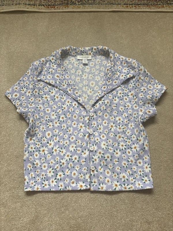 Topshop Purple floral v neck shirt