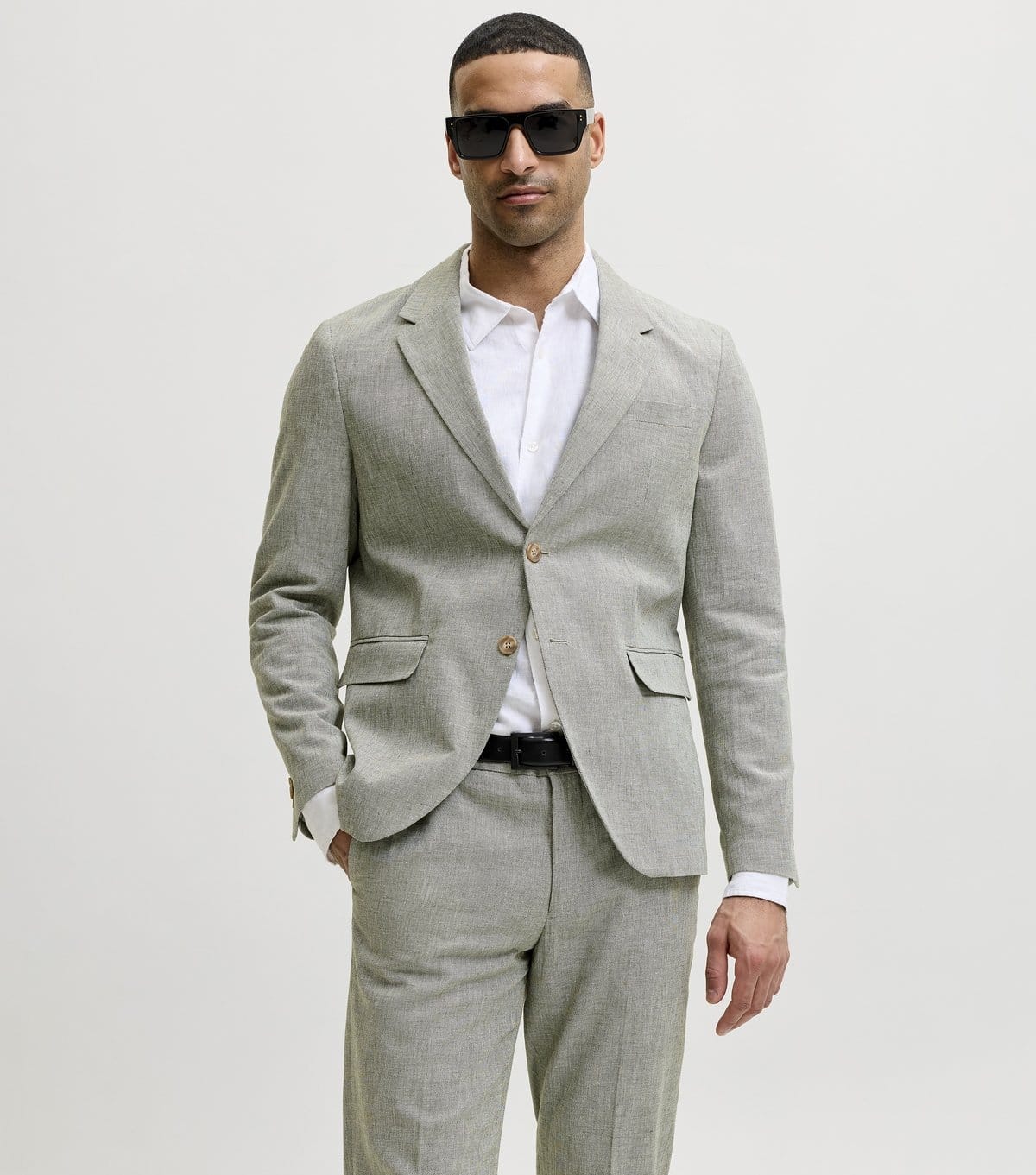 jack & jones Men's Light Khaki Regular Cotton-Linen Blazer Jack & Jones New Look - 1