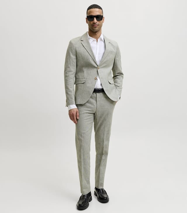 jack & jones Men's Light Khaki Regular Cotton-Linen Blazer Jack & Jones New Look - 2