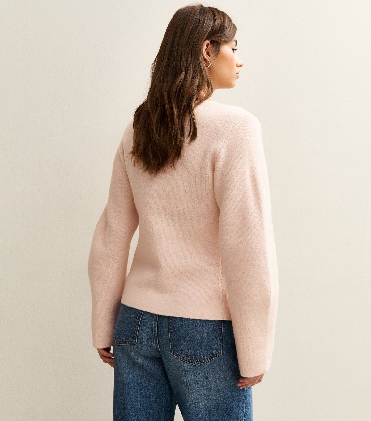 New Look Women's Light Pink V- Neck Heavyweight Knit Cardigan New Look - 4